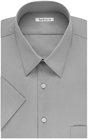 Van Heusen erkek BÜYÜK FİT Kısa Kollu Elbise Gömlek Poplin Katı (Büyük ve Uzun Boylu)
