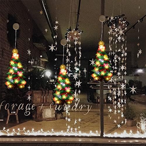 Noel pencere dekorasyon ışıkları, enayi pencere asılı dize ışıkları noel dekorasyon çıkartması parti dekor noel süs ışık hediyeler