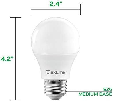 MaxLite A19 LED Ampul, Kapalı Fikstür Anma, 40 W Eşdeğeri, 450 Lümen, Kısılabilir, E26 Orta Taban, 2700 K Yumuşak Beyaz, 12