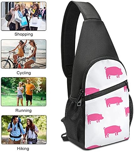 Pembe domuz tek kollu çanta Crossbody omuz seyahat göğüs sırt çantası yürüyüş sırt çantası spor alışveriş iş için
