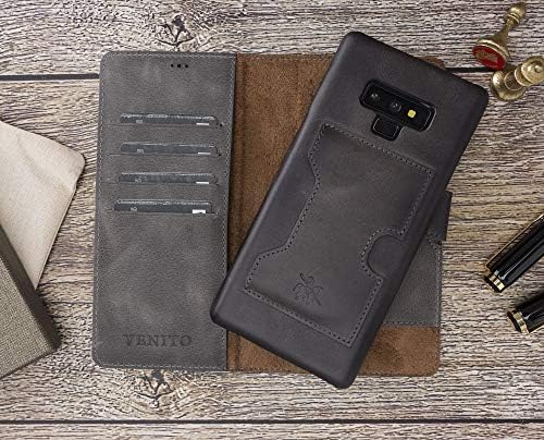 Venito Florence Deri Cüzdan Telefon Kılıfı Samsung Galaxy Note 9 ile Uyumlu-RFID Engelleme ile Ekstra Güvenli-Çıkarılabilir