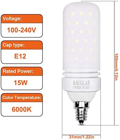 Sauglae LED Ampuller 15 W, 120 W Akkor Ampuller Eşdeğer, 1500Lm, 6000 K Günışığı Beyaz, E12 Küçük Edison Vida Mısır Ampuller,
