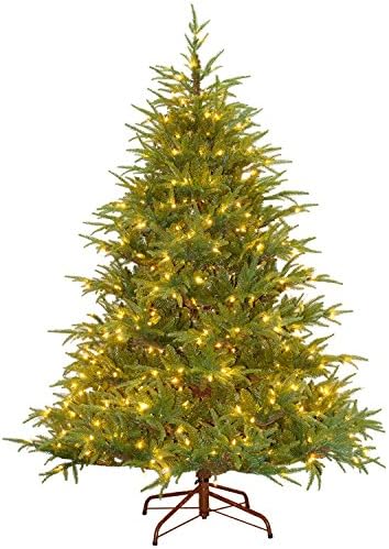 Ulusal Ağaç Şirketi Önceden Aydınlatılmış' Gerçek Hisset ' Yapay Tam Noel Ağacı, Yeşil, Frasier Grande, Beyaz ışıklar, Stand