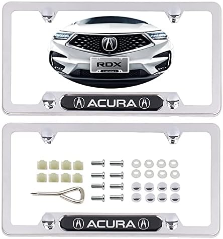 Lan yu Acura için 2 adet Yeni Plaka Çerçevesi, 4 Delikli Premium Gümüş Paslanmaz Çelik vidalı kapaklar yatak örtüsü seti Takım