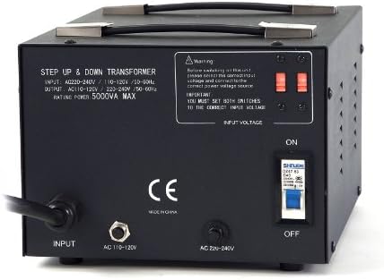 LiteFuze LT-5000 5000 Watt Gerilim Dönüştürücü Trafo-Adım Yukarı / Aşağı - 110V / 220V-Devre Kesici Koruması [5 Yıl Garanti]