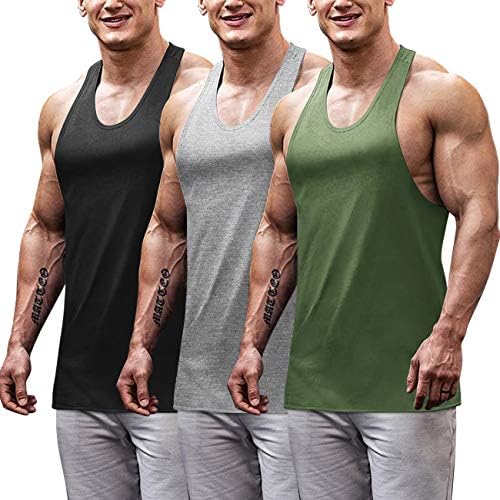 COOFANDY erkek 3 Paket Tankı Üstleri Spor Egzersiz Gömlek Y-Geri Kolsuz Kas Spor Vücut Geliştirme Tankı Gömlek