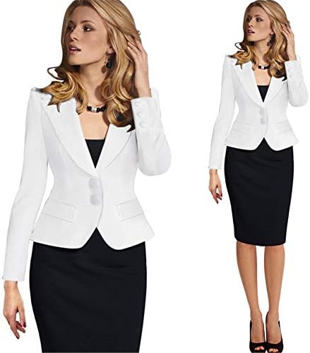 Andongnywell Kadın Iş Rahat Yaka Cep Iş Ofis Blazer Ceket Takım Elbise Ince Küçük Takım Elbise Bayanlar Ceket