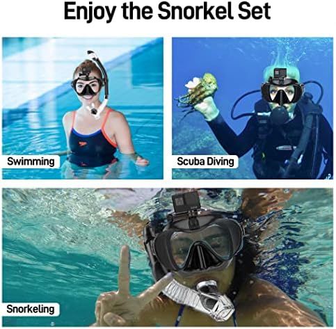 ORSEN Şnorkel Seti, Kamera Montajlı Yetişkinler için Şnorkel Takımı, Kuru Şnorkel Maskesi Panoramik Görünüm, Tüplü Dişli Dalış