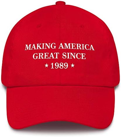 Hogue WS LLC 1989'dan Beri Amerika'yı Harika Yapıyor Şapka (İşlemeli Pamuklu Baba Şapkası) MAGA Trump 30. Doğum Günü