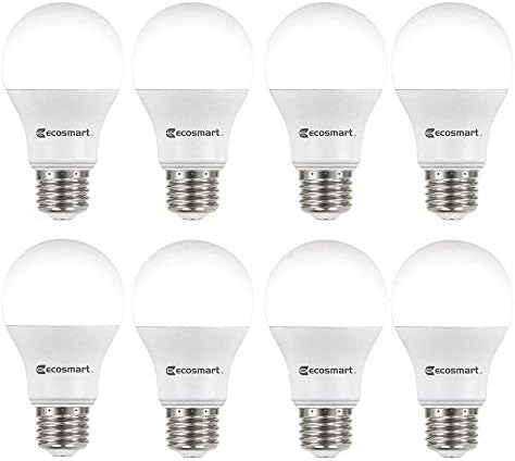 (8'li Paket) EcoSmart LED Kısılabilir 100 Watt Gün Işığı Ampulü, A19, 1680 Lümen, 5000K, E26 Taban