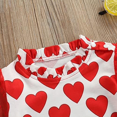 Yenidoğan Bebek Kız sevgililer Günü Kıyafetler Aşk Kalp Baskı Prenses Romper Örgü Puf Kollu Tulumlar Yaz Giysileri