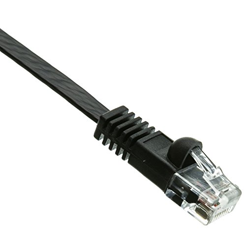 Cat6 Ethernet Patch Kablo, 1 Ayak, Siyah Düz Cat6 Ethernet Kablosu, 32AWG, UTP (Korumasız Bükümlü Çift) Snagless/Kalıplı RJ45