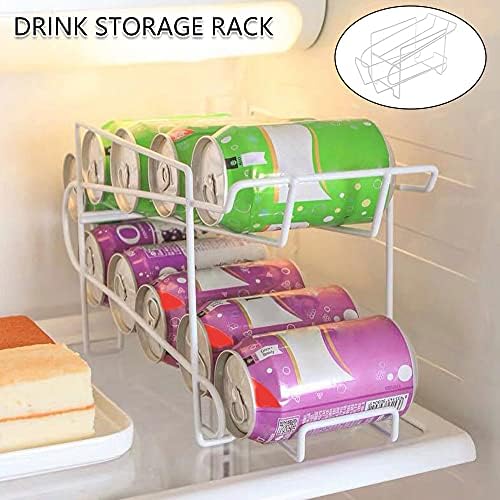 İçecek Can Depolama Raf Dağıtıcı Buzdolabı, 2 Katmanlı Pop Can Soda Can Tutucu, İstifleme Can Organizatör Bira Kutuları için