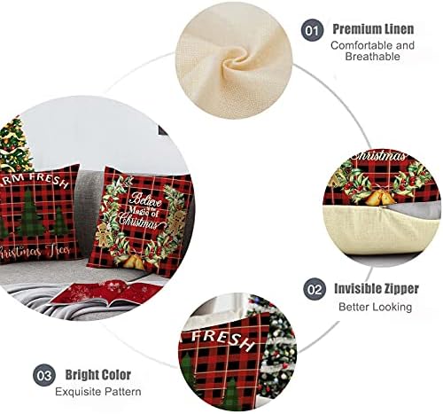 Noel Yastık Kapakları 18x18 Atmak Yastık Kapakları Noel Süslemeleri için Kış Tatil Kanepe Açık Ev Dekor 4 Set