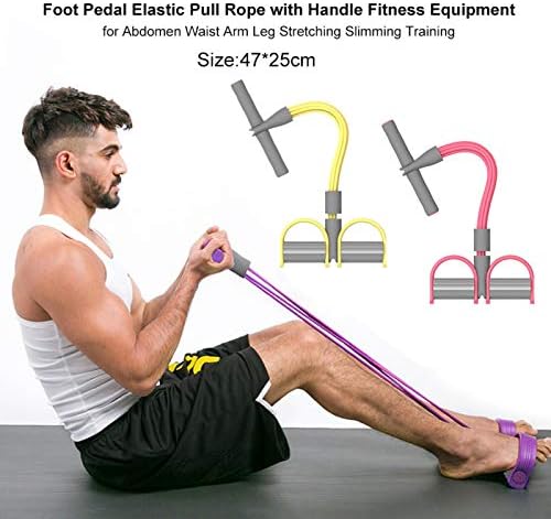 Pedal Direnç Bandı, 4-Tüp Doğal Lateks Sit-up Vücut Geliştirme Genişletici, Elastik Çekme Halatı Fitness Ekipmanları, Karın