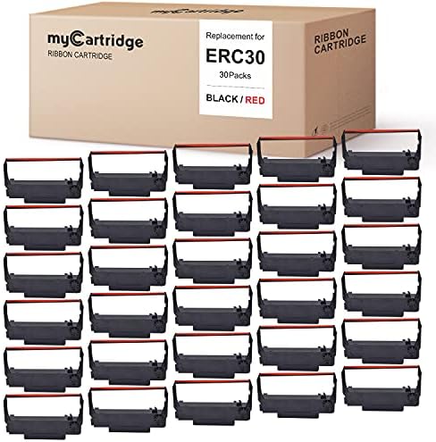 MYCARTRİDGE Uyumlu Şerit Kartuş Değiştirme ERC30 ERC-30 ERC 30 34 38 B/R ERC38 nk506'da kullanım için (Siyah Kırmızı, 30 Paket)