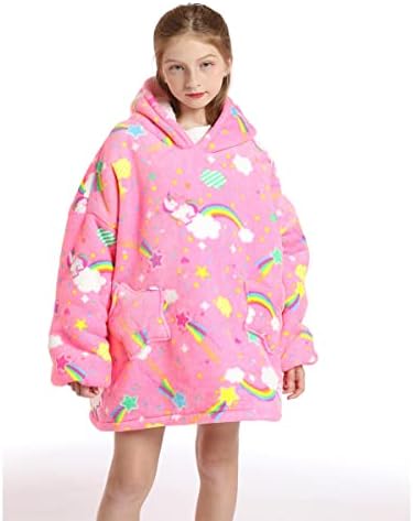 LMYOVE Çocuklar Giyilebilir Battaniye, Erkek ve Kız için Hoodie Sweatshirt, Yumuşak Sıcak Rahat
