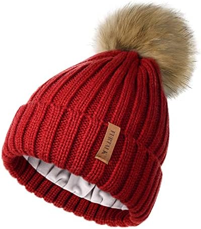 FURTALK Kış Örgü Şapka Ayrılabilir Gerçek Rakun Kürk Pom Pom Bayan Kızlar Sıcak Örgü Bere Şapka