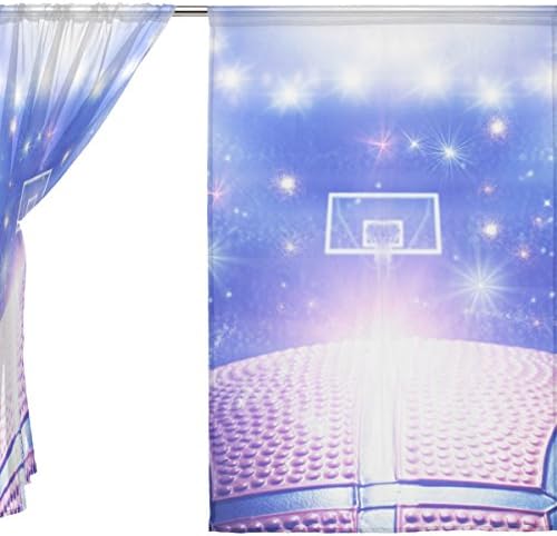 Çiçek Basketbol Arena 3D Yarı Sırf Perdeleri Pencere Vual Perdeler Panelleri Tedavi-55x78in için Oturma Odası Yatak Odası Çocuk