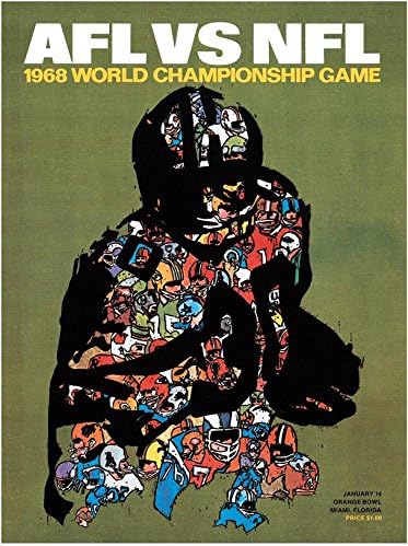 1968 Packers vs Raiders 36 x 48 Tuval Süper Kase II Programı-Orijinal NFL Sanat ve Baskılar