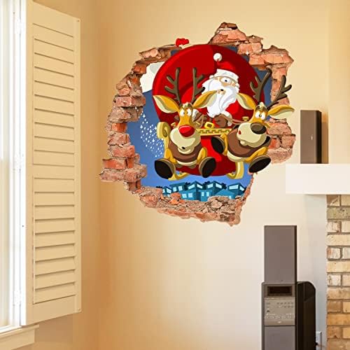 Atcarmor 3D Merry Christmas Duvar Çıkartmaları Etiketler Çıkarılabilir, noel Baba Ren Geyiği Noel Noel Vinil DIY Duvar Çıkartması,