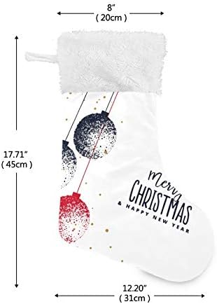 YUEND Noel Stocking Kitleri ile Beyaz Peluş Trim Büyük Klasik Kişiselleştirilmiş Merry Christmas Yeni Yıl Topu Dekorasyon 1