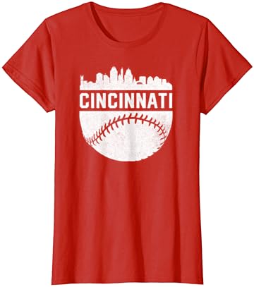 Vintage Downtown Cincinnati Ohio Skyline beyzbol tişörtü