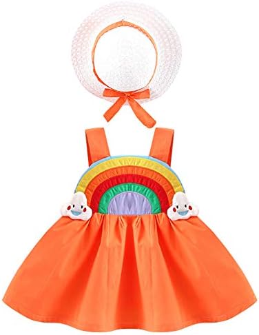 IDOPİP Bebek Kız Tutu Elbise Yaz Kolsuz Backless Prenses Doğum Günü Partisi Elbiseleri Çiçek Yay Sundress Hasır şapka Seti