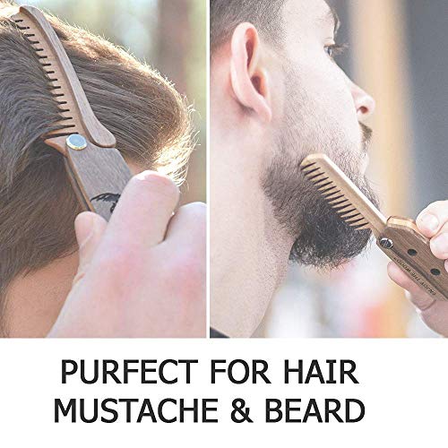 Ahşap sakal tarağı Erkekler için Katlanır Cep Tarağı Bıyık Sakal ve Saç Ceviz Taraklar Sakallı Adam Gravür