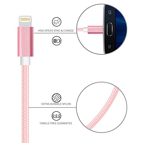 Sharllen iPhone şarj kablosu iPhone Yıldırım Kablosu 3/3/6/6 / 10FT 5 Paketi Naylon Örgülü USB Hızlı iPhone şarj kablosu ve