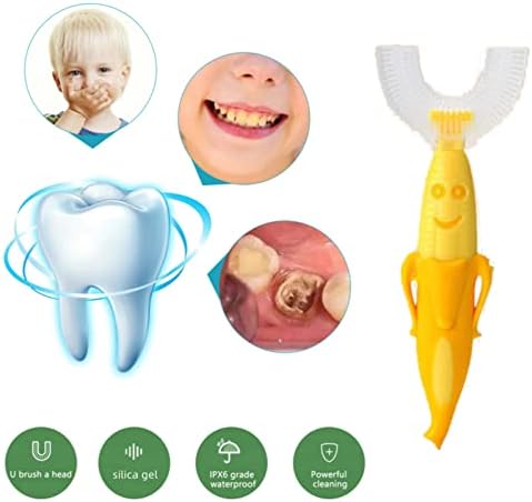Meqtpomy U Şekilli Diş Fırçası Çocuklar,Toddler Diş Fırçası Su Geçirmez Ekstra Yumuşak 360° Oral Temizleme Manuel Çocuk Diş