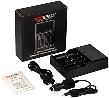 ACEBEAM A4 Pil Şarj Cihazı, Akıllı Evrensel Şarj Cihazı Şarj Edilebilir Piller için LCD Ekran Ni-MH Ni-Cd AA AAA Li-İon LiFePO4