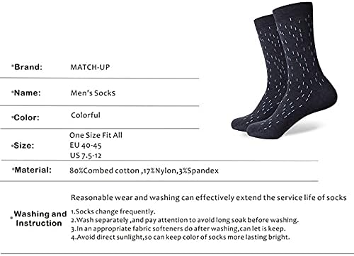 XXDZP Erkek Çorapları İş Elbisesi için Renkli Pamuklu Rahat Uzun Çoraplar (5pairs) (Renk : A, Boyut: 40-45)