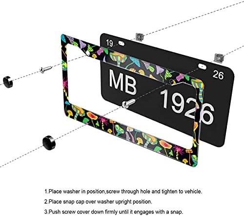 Gökkuşağı Mantar Psychedelic plaka çerçevesi Yenilik Kişiselleştirilmiş Araba Etiketi Tutucu 2 Delik Alüminyum Plaka Kapakları