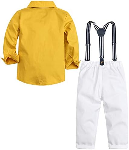 SANGTREE Erkek Bebek Giysileri, Elbise Gömlek Papyon + Askı Pantolon, 6 Ay-6 Yıl