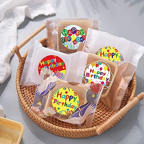 CERİSİAANN Renkli Mutlu Doğum Günü Çıkartmalar Rulo, 500-Count Çıkartmalar, Yuvarlak doğum günü hediyesi Dekorasyon Sevimli