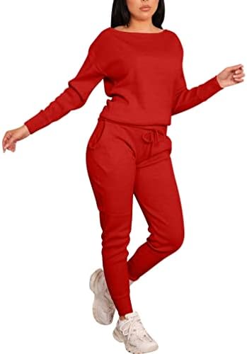 Kadın Egzersiz 2 Parça Eşofman Kıyafetler Uzun Kollu Eşofman Eşofman Jogger Pantolon Setleri Eşofman Tops