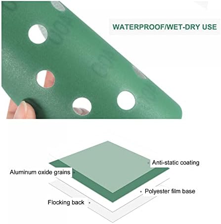 uxcell Yeşil Film Zımpara Disk 400 Irmik 5-İnç 8-Delik Alüminyum Oksit Aşındırıcı Kanca ve Döngü Destekli Sandpapers Sander