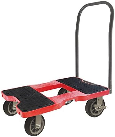 Çelik Çerçeve, 6 inç Tekerlekler, İtme Çubuğu ve İsteğe Bağlı E-Kayış Eki ile SNAP-LOC 1500 LB Arazi İtme arabası Dolly kırmızı