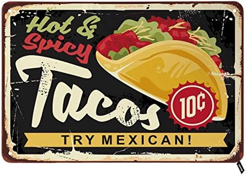 Swono Meksika Tacos Tabelalar, Koyu Arka Plan üzerinde Lezzetli Taco ile Sıcak ve Baharatlı Meksika Mutfağı Erkekler Kadınlar