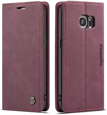 Leton-US PU Deri Kılıf Samsung Galaxy S7 ile Uyumlu Kart Yuvası Folio Kapak Cüzdan samsung kılıfı Galaxy S7 Premium PU Manyetik