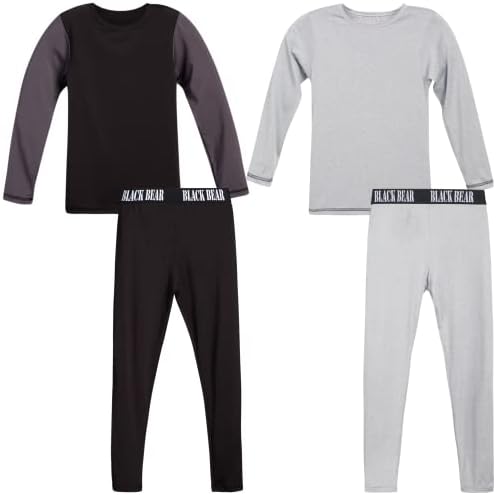Siyah Ayı Erkek termal iç çamaşır Seti - 4 Parça Performans Baz Katman Uzun Kollu T-Shirt ve Paçalı Don Set