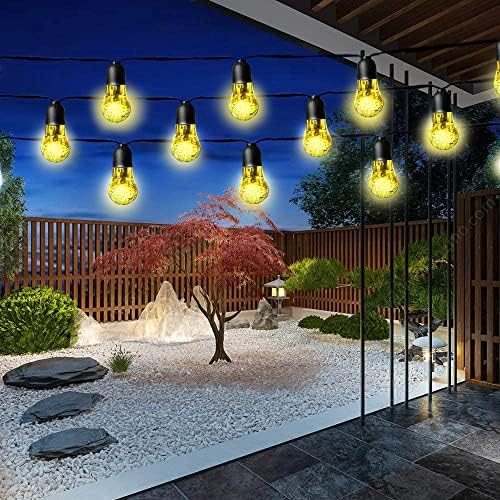 LiyuanQ güneş açık dize ışıkları kristal küre ışık dize 50 LED 32.8 ayaklar güneş enerjili veranda ışıkları 8 aydınlatma modları
