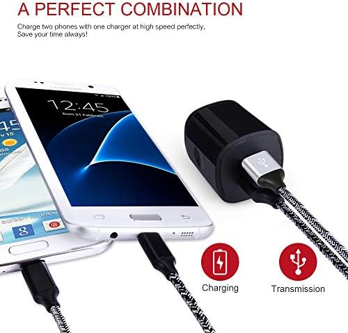 Mikro USB Kablosu, 2-Pack 6FT Telefon Şarj Güç Kabloları Android Uzun Hızlı Şarj Kabloları ile Uyumlu Samsung Galaxy J7 S6