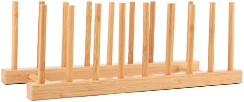Bambu bulaşıklık Plakaları Tutucu Mutfak depolama dolabı Organizatör Fincan tencere Kapağı Kesme Tahtası 13.6x5. 1x4. 7in