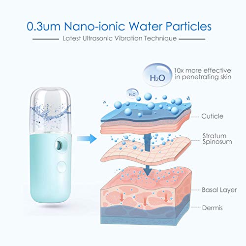 [2021 Son] GİVERARE 2 Paket Nano Yüz Steamer, Handy Mini Mister, USB Şarj Edilebilir Sis Püskürtücü, 30 ml Görsel Su Tankı