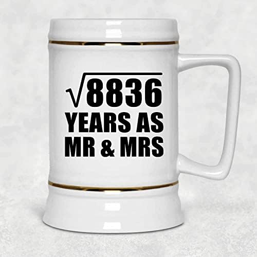 94th Yıldönümü Karekök 8836 Yıl Mr & Mrs Olarak - 22 oz Bira Stein Seramik Bar Kupa Tankard Drinkware-Eşi için Koca Lady Onu