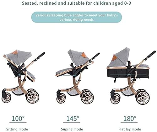 DJRH Bebek Arabası 3-in-1 Bebek Arabası Yenidoğan Toddler Şok Dayanıklı Katlanabilir Pram Arabası ile 5-Nokta Koşum, Dahil