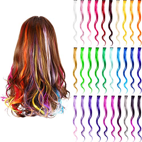 Parti Vurgular Renkli Klip sentetik saç uzantıları, ısıya dayanıklı sentetik saç uzantıları üzerinde çift Atkı saç uzantıları