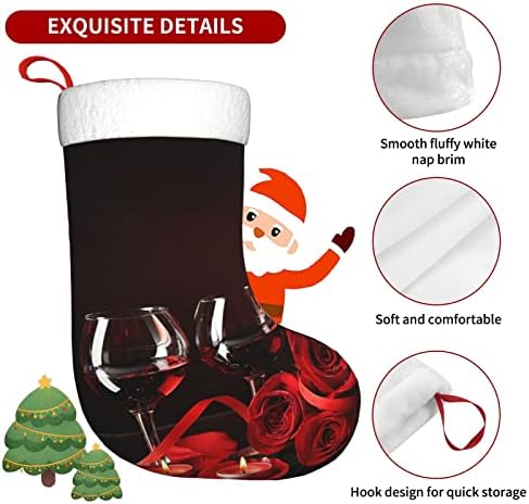 Sevgililer Günü Kırmızı şarap bardakları Gül Noel Stocking Büyük Noel Şömine Asılı Çorap Tatil Parti Dekor Hediye